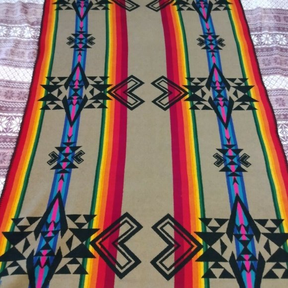 Pendleton Other - Vintage PENDLETON BEAVER STATE WOOL THROW Navajo Aztec Chief Joseph 38 X 62